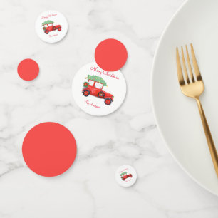 Red White Truck Car Holiday Christmas Confetti