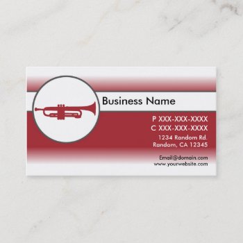 Red White Trumpet Custom Business Cards by ProfessionalOffice at Zazzle