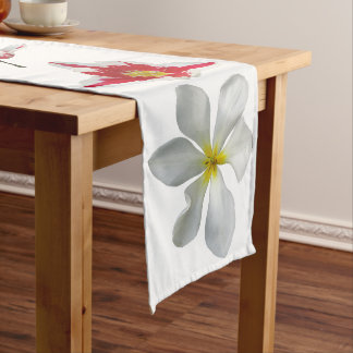 Red White Tulips Close Up Table Runner