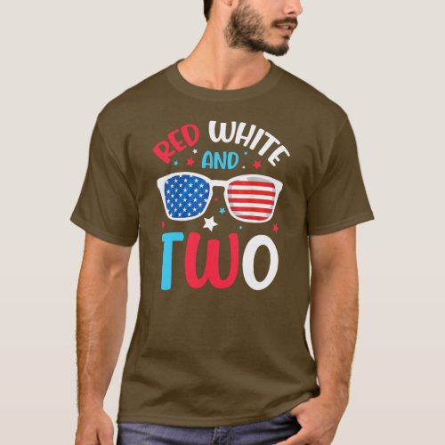 Red White Two 2nd Birthday 4th Of July T_Shirt