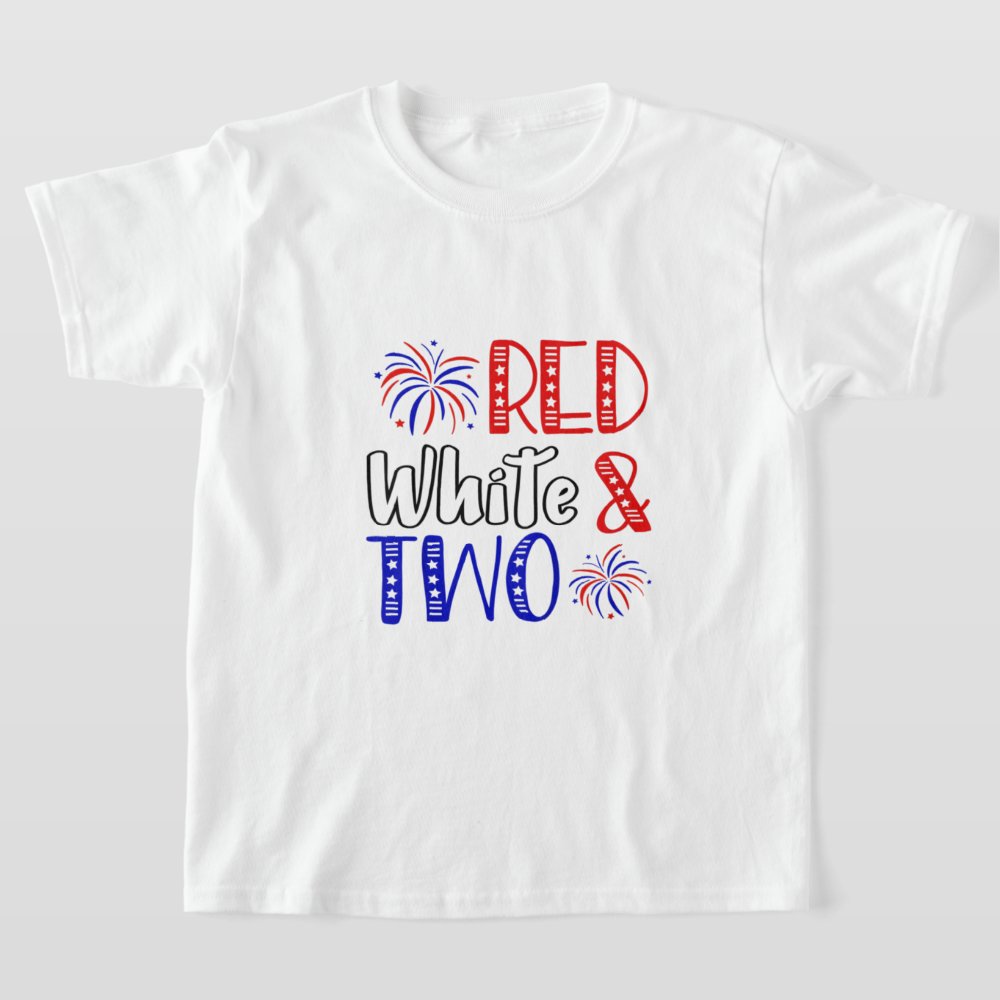 Red White & Two 2nd Birthday 4th Of July Personalized T-Shirt