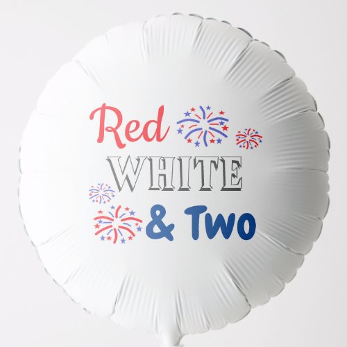 Red White  Two 2nd Birthday Balloon