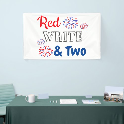Red White  Two 2nd Birthday Banner