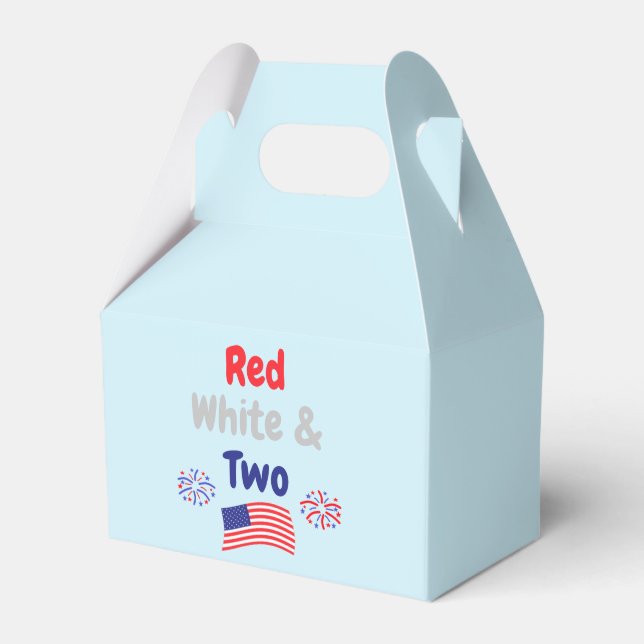 Red, White & Two 2nd Birthday Favor Box (Front Side)