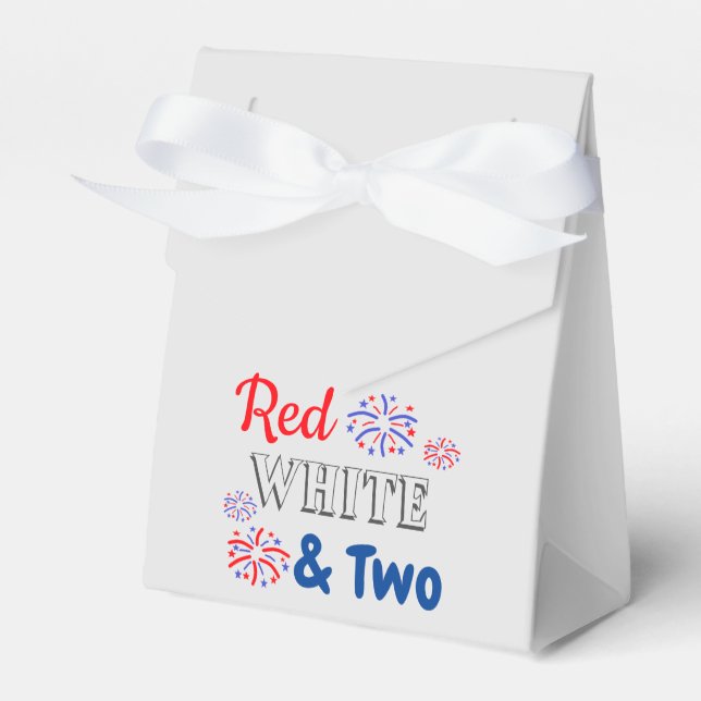 Red White & Two 2nd Birthday Favor Boxes (Front Side)