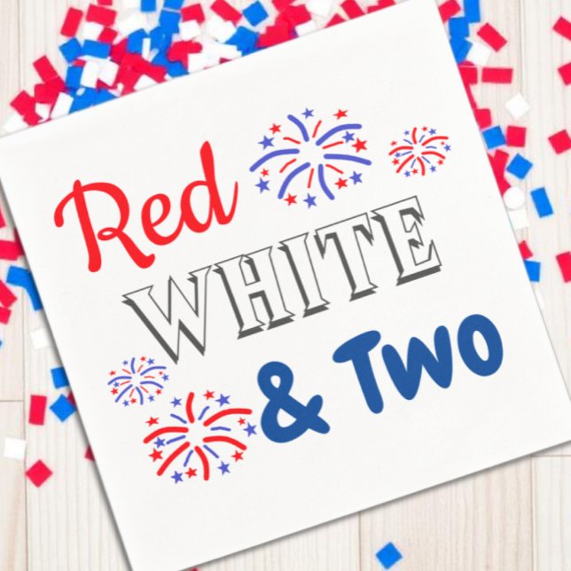 Red White & Two 2nd Birthday Napkins (Creator Uploaded)