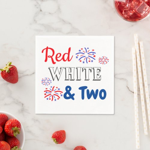 Red White  Two 2nd Birthday Napkins