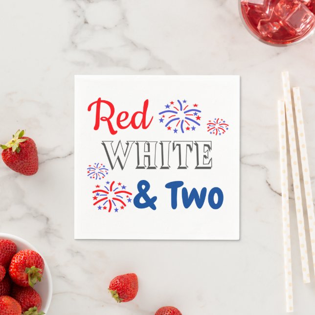 Red White & Two 2nd Birthday Napkins (Insitu)