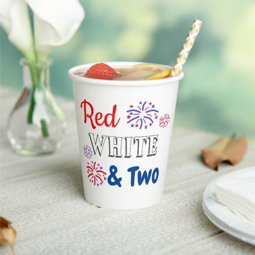 Red White  Two 2nd Birthday Paper Cups