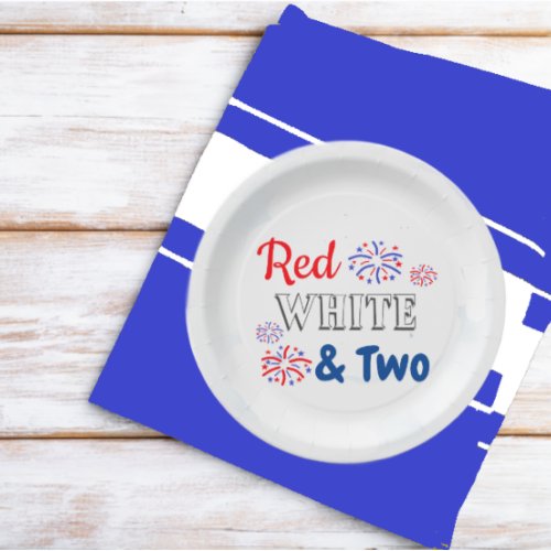 Red White  Two 2nd Birthday Paper Plates