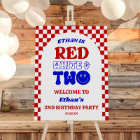 Red White & Two 2nd Birthday Party Welcome Sign