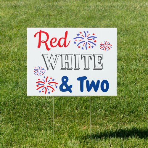 Red White  Two 2nd Birthday Sign