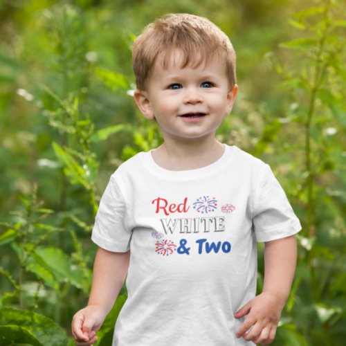 Red White  Two 2nd Birthday Toddler T_shirt