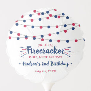 Red, White & Two! 4th Of July 2nd Birthday Balloon
