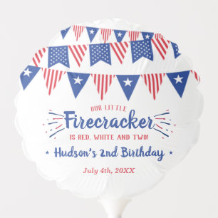 Red, White & Two! 4th Of July 2nd Birthday Balloon