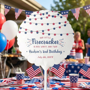 Red, White & Two! 4th Of July 2nd Birthday Balloon