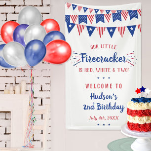 Red, White & Two! 4th Of July 2nd Birthday Banner