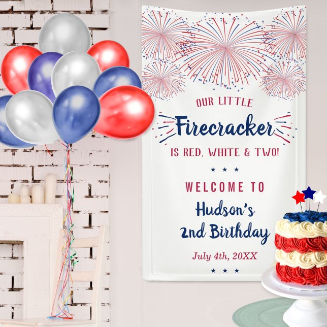 Red, White & Two! 4th Of July 2nd Birthday Banner (Creator Uploaded)