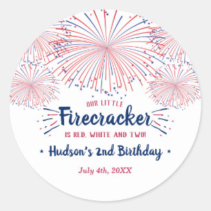 Red, White, and Two Fourth of July Birthday Invitations Watercolor Crest outlet / Fireworks