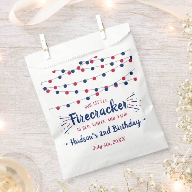 Red, White & Two! 4th Of July 2nd Birthday Favor Bag (Clipped)