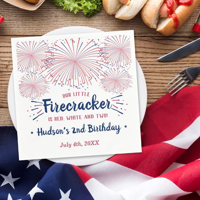 Red, White & Two! 4th Of July 2nd Birthday Napkins (Creator Uploaded)