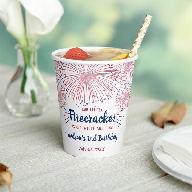Red, White & Two! 4th Of July 2nd Birthday Paper Cups (Insitu)