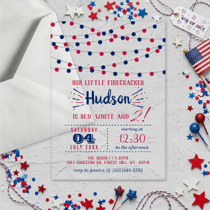 Red, White & Two! 4th Of July 2nd Birthday Party Acrylic Invitations