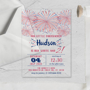 Red, White & Two! 4th Of July 2nd Birthday Party Acrylic Invitations