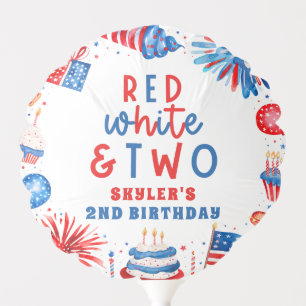 Red, White & Two 4th of July 2nd Birthday Party Balloon