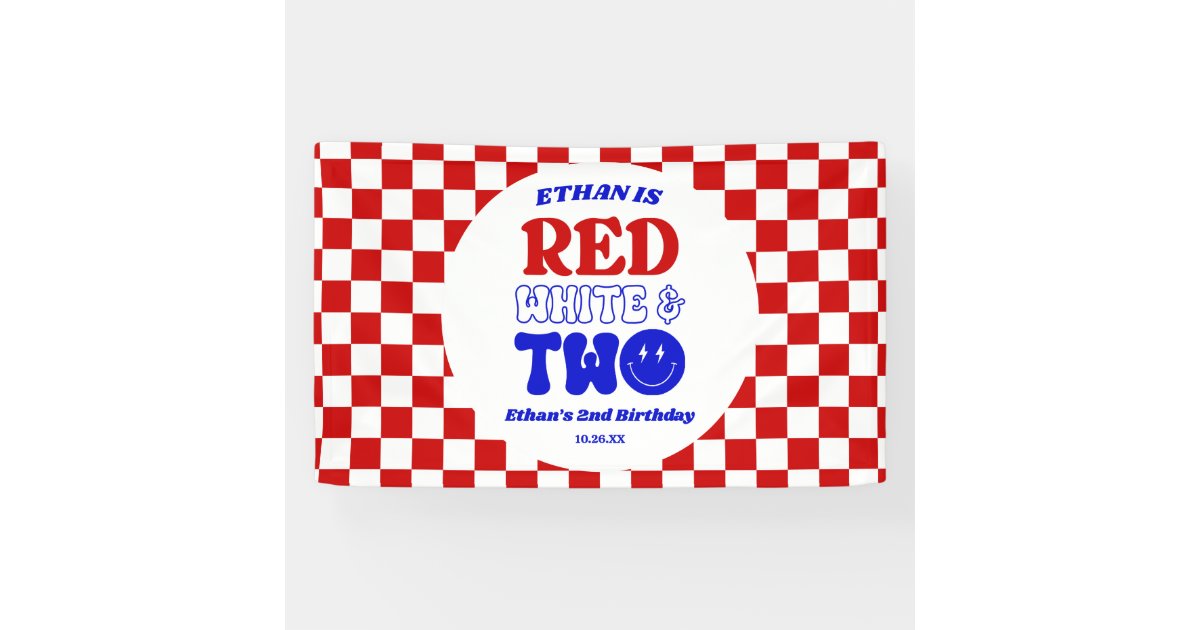 Red White & Two 4th of July 2nd Birthday Party Banner | Zazzle