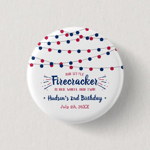 Red, White & Two! 4th Of July 2nd Birthday Party Button