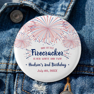 Red, White & Two! 4th Of July 2nd Birthday Party Button