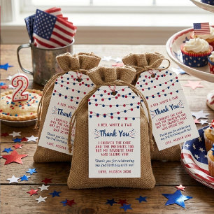 Red, White & Two! 4th Of July 2nd Birthday Party Gift Tags