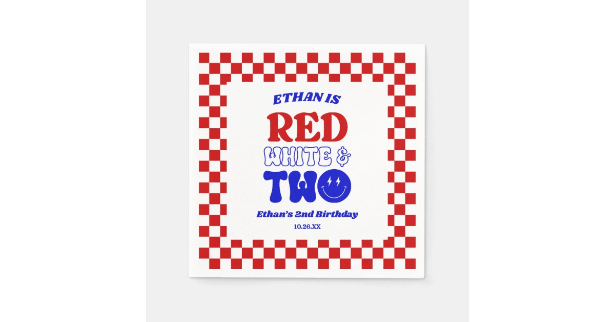 Red White & Two 4th of July 2nd Birthday Party Napkins | Zazzle