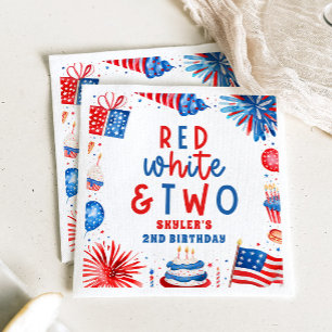 Red White & Two 4th of July 2nd Birthday Party Napkins