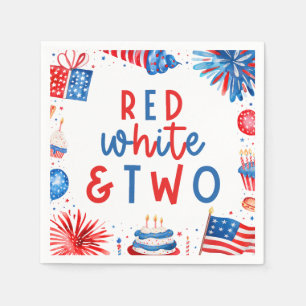 Red, White & Two 4th of July 2nd Birthday Party Napkins