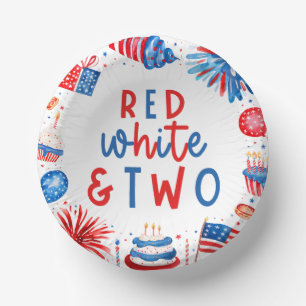 Red, White & Two 4th of July 2nd Birthday Party Paper Bowls