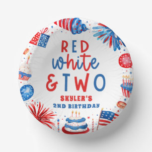 Red, White & Two 4th of July 2nd Birthday Party Paper Bowls