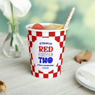 Red White & Two 4th of July 2nd Birthday Party Paper Cups