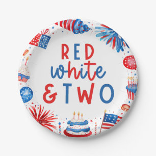 Red, White & Two 4th of July 2nd Birthday Party Paper Plates