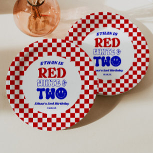 Red White & Two 4th of July 2nd Birthday Party Paper Plates