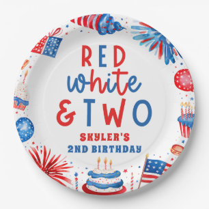Red, White & Two 4th of July 2nd Birthday Party Paper Plates