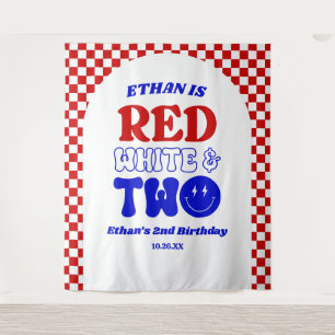 Red White & Two 4th of July 2nd Birthday Party Tapestry