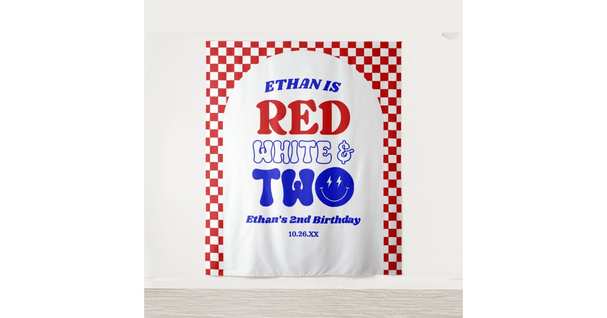 Red White & Two 4th of July 2nd Birthday Party Tapestry | Zazzle