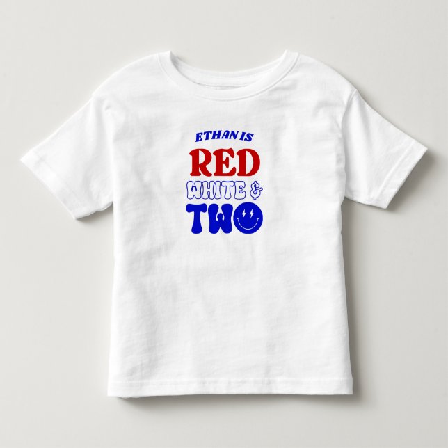 Red White & Two 4th of July 2nd Birthday Party Toddler T-shirt (Front)