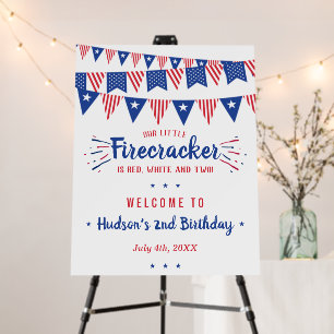 Red, White & Two! 4th Of July 2nd Birthday Welcome Foam Board