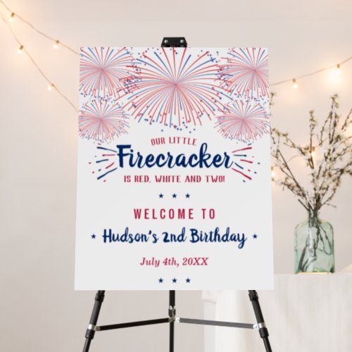 Red White  Two 4th Of July 2nd Birthday Welcome Foam Board