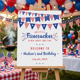 Red, White & Two! 4th Of July 2nd Birthday Welcome Foam Board