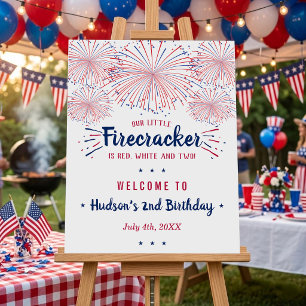 Red, White & Two! 4th Of July 2nd Birthday Welcome Foam Board