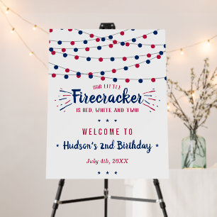 Red, White & Two! 4th Of July 2nd Birthday Welcome Foam Board